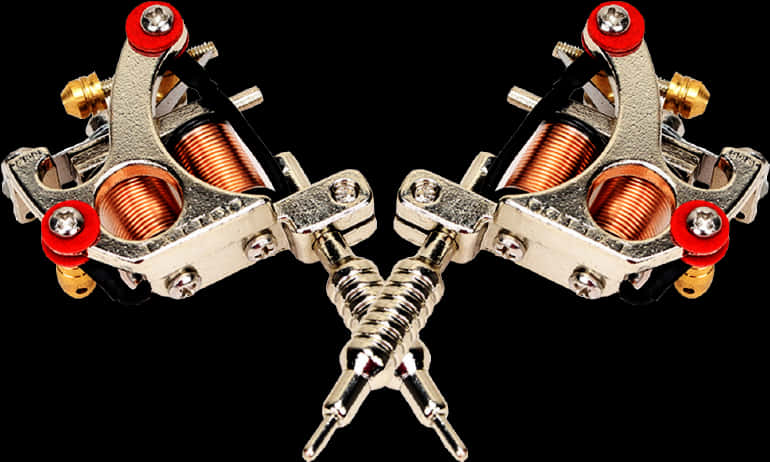 Dual Tattoo Machines Black Background