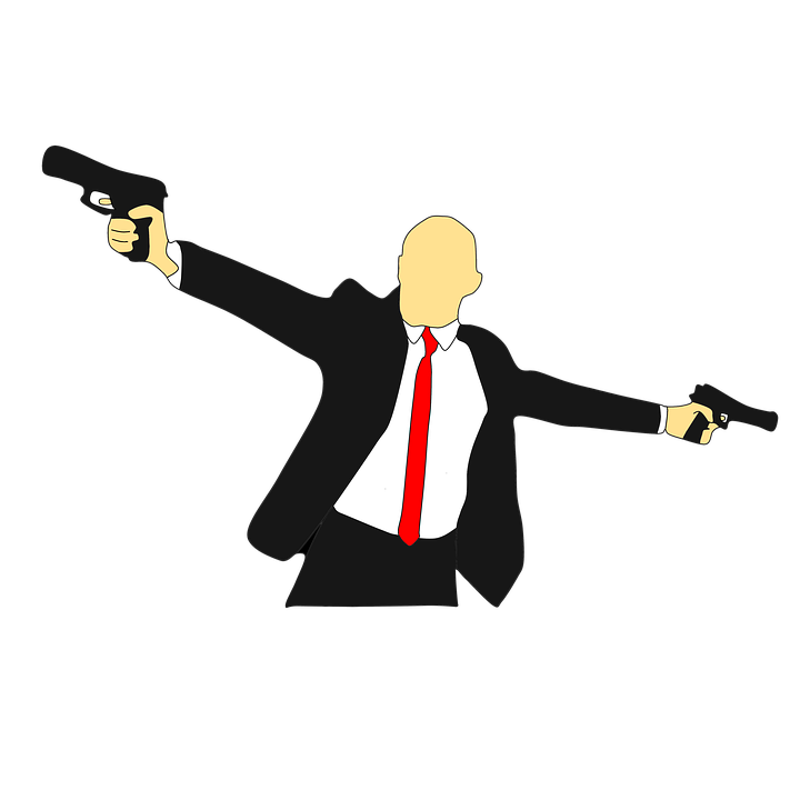 Dual Wielding Gunsman Vector Art PNG with transparent background