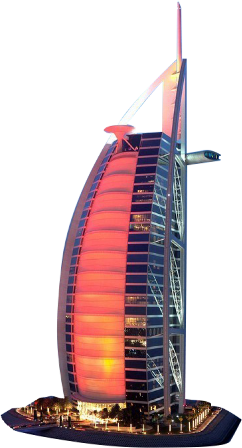 Dubai_ Burj_ Al_ Arab_ Night_ View PNG with transparent background