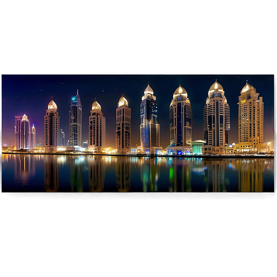 Dubai Marina Night View PNG ghv PNG with transparent background