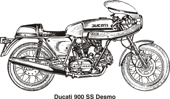 Ducati900 S S Desmo Vintage Motorcycle PNG with transparent background
