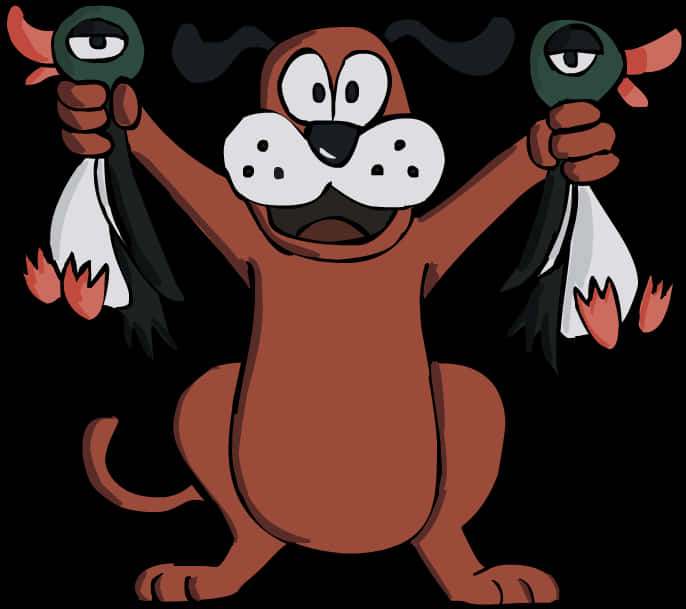 Duck Hunting Dog Cartoon PNG with transparent background