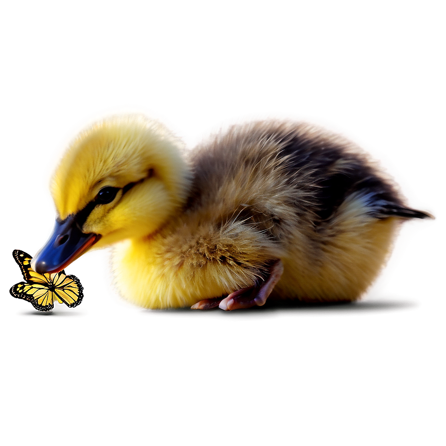 Duckling With Butterfly Png Obg