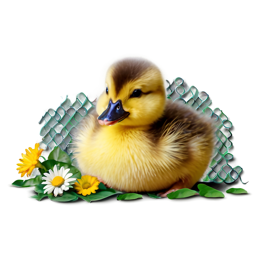 Duckling With Flowers Png Pre