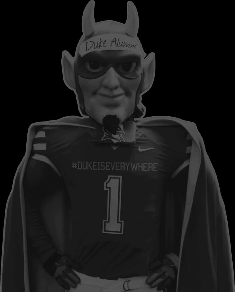 Duke Blue Devil Wearing A Cap With - Monochrome, HD Png Download PNG with transparent background