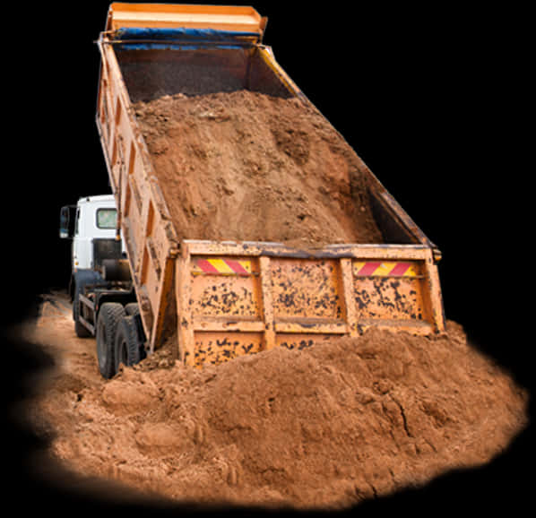 Dump Truck Unloading Sand PNG with transparent background