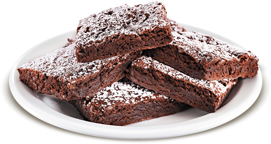 Dusted Chocolate Brownieson Plate