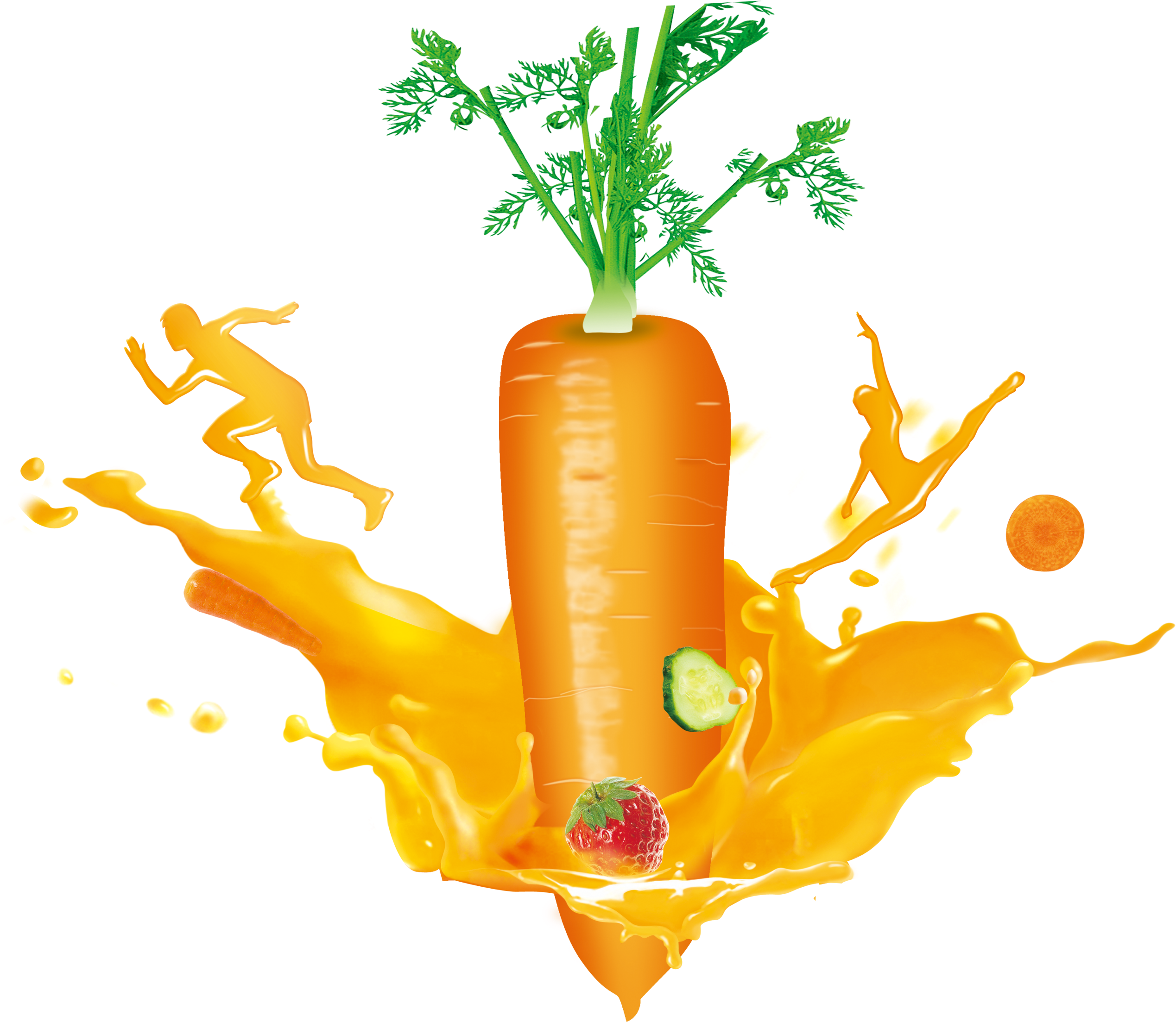 Dynamic Carrot Splash Art PNG with transparent background