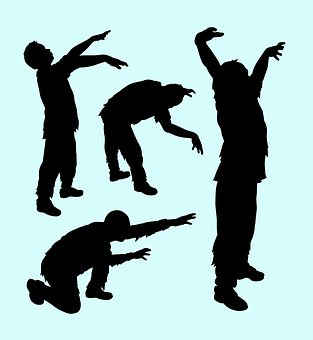 Dynamic Dance Moves Silhouettes PNG with transparent background