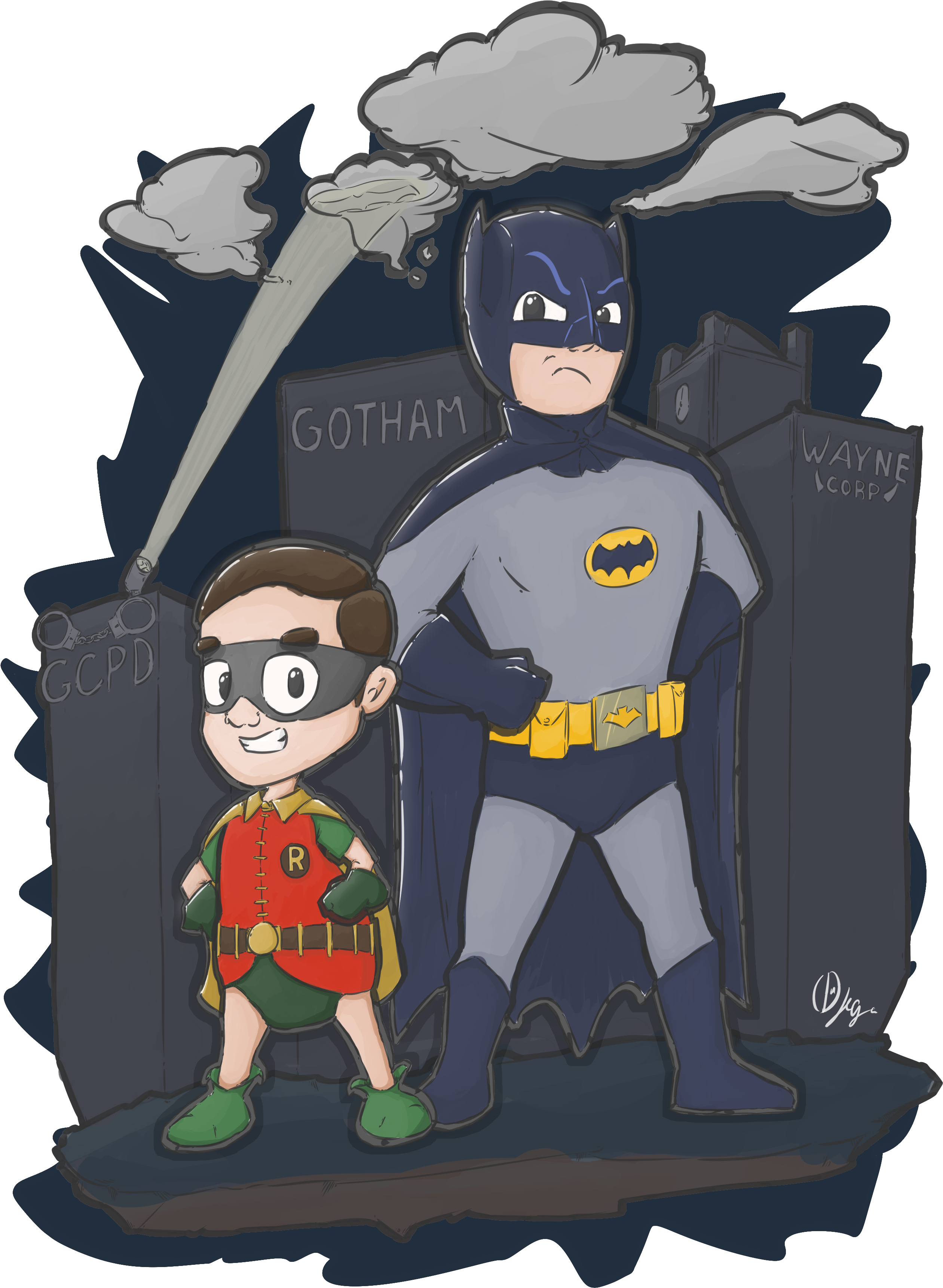 Dynamic Duoin Gotham City Illustration