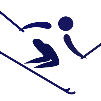 Dynamic Skier Silhouette PNG with transparent background