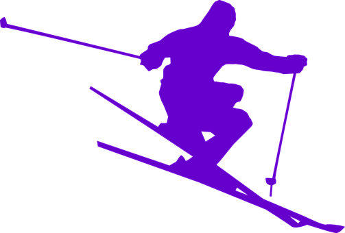 Dynamic Skier Silhouette PNG with transparent background