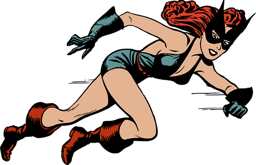 Dynamic Superheroine Illustration PNG with transparent background