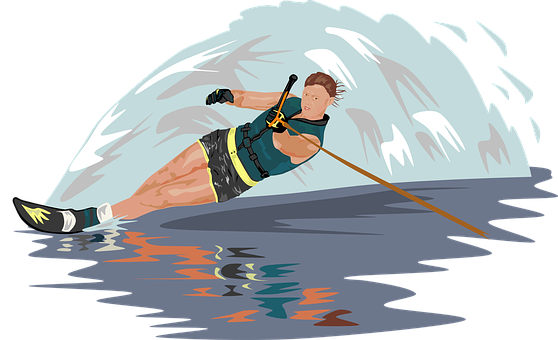 Dynamic Water Skiing Illustration PNG with transparent background
