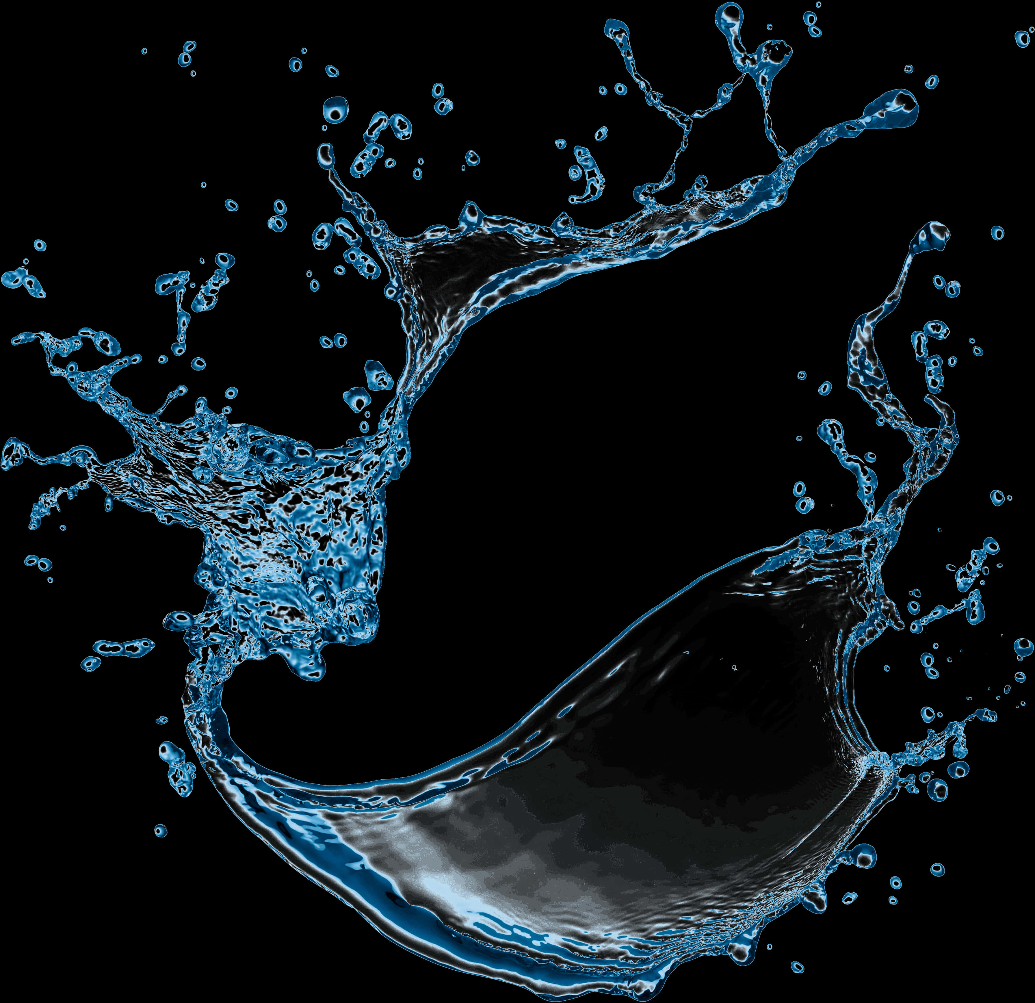 Dynamic Water Splash Black Background