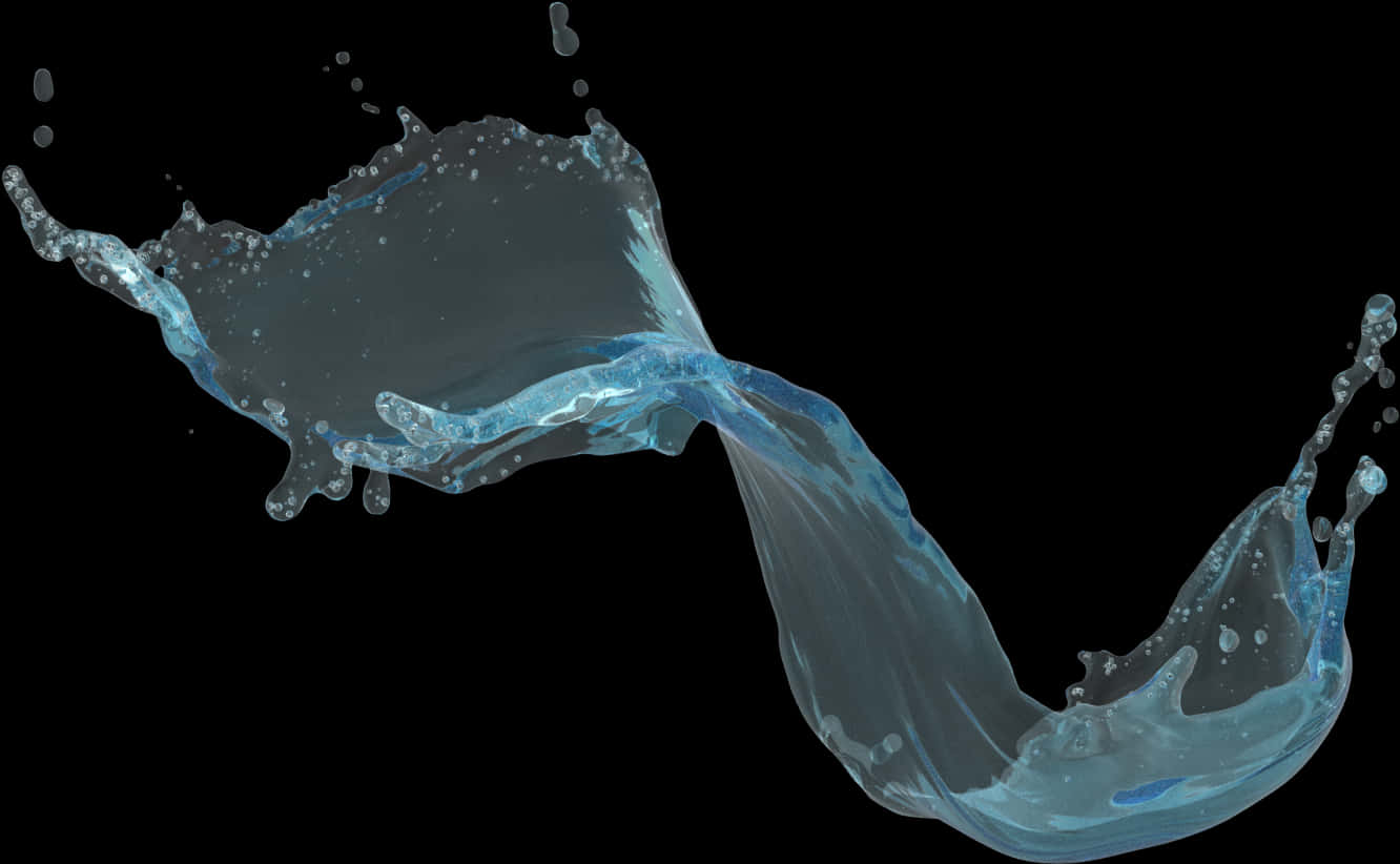 Dynamic Water Splash Isolatedon Black Background