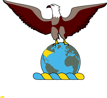 Eagle Perched On Globe PNG with transparent background