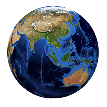 Earth From Space Asia Australia View PNG with transparent background