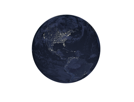 Earth Night Lights Global View PNG with transparent background
