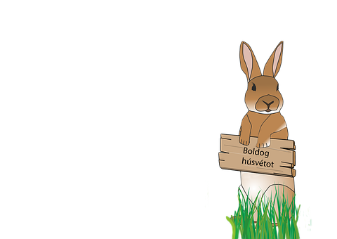 Easter Bunny Wishing Happiness PNG with transparent background