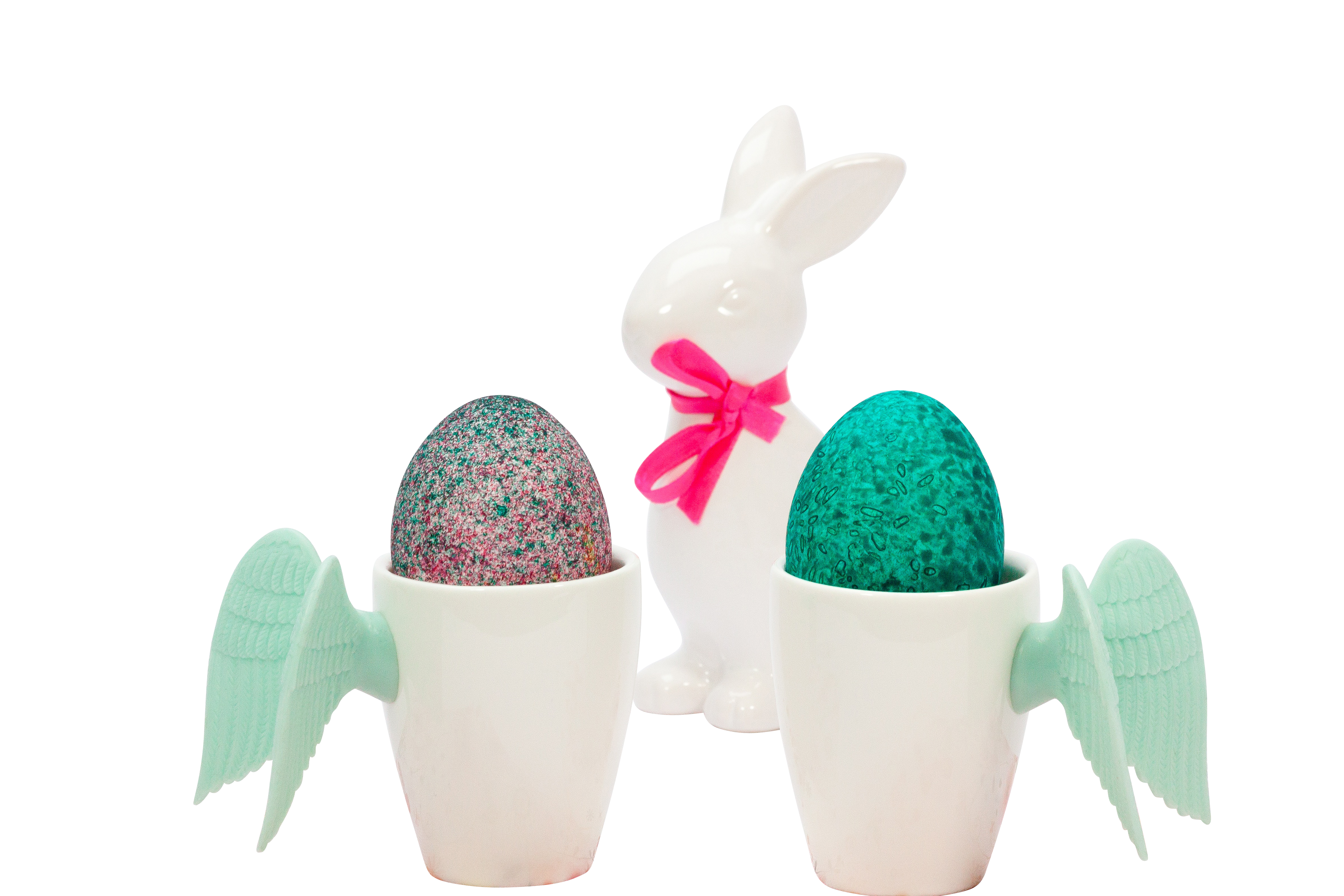 Easter Bunnyand Egg Cupswith Wings PNG with transparent background