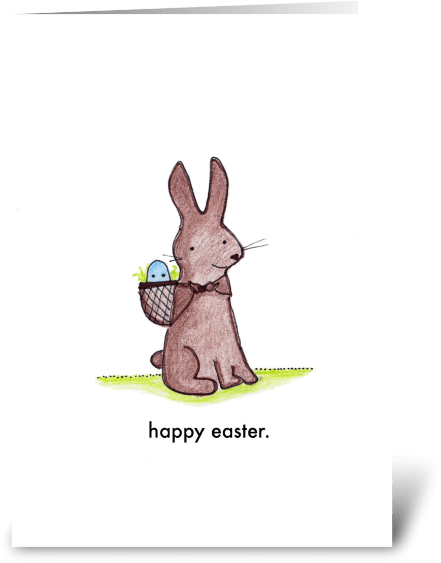 Happy Easter Bunny And Egg Greeting Card - Cartoon, HD Png Download PNG with transparent background