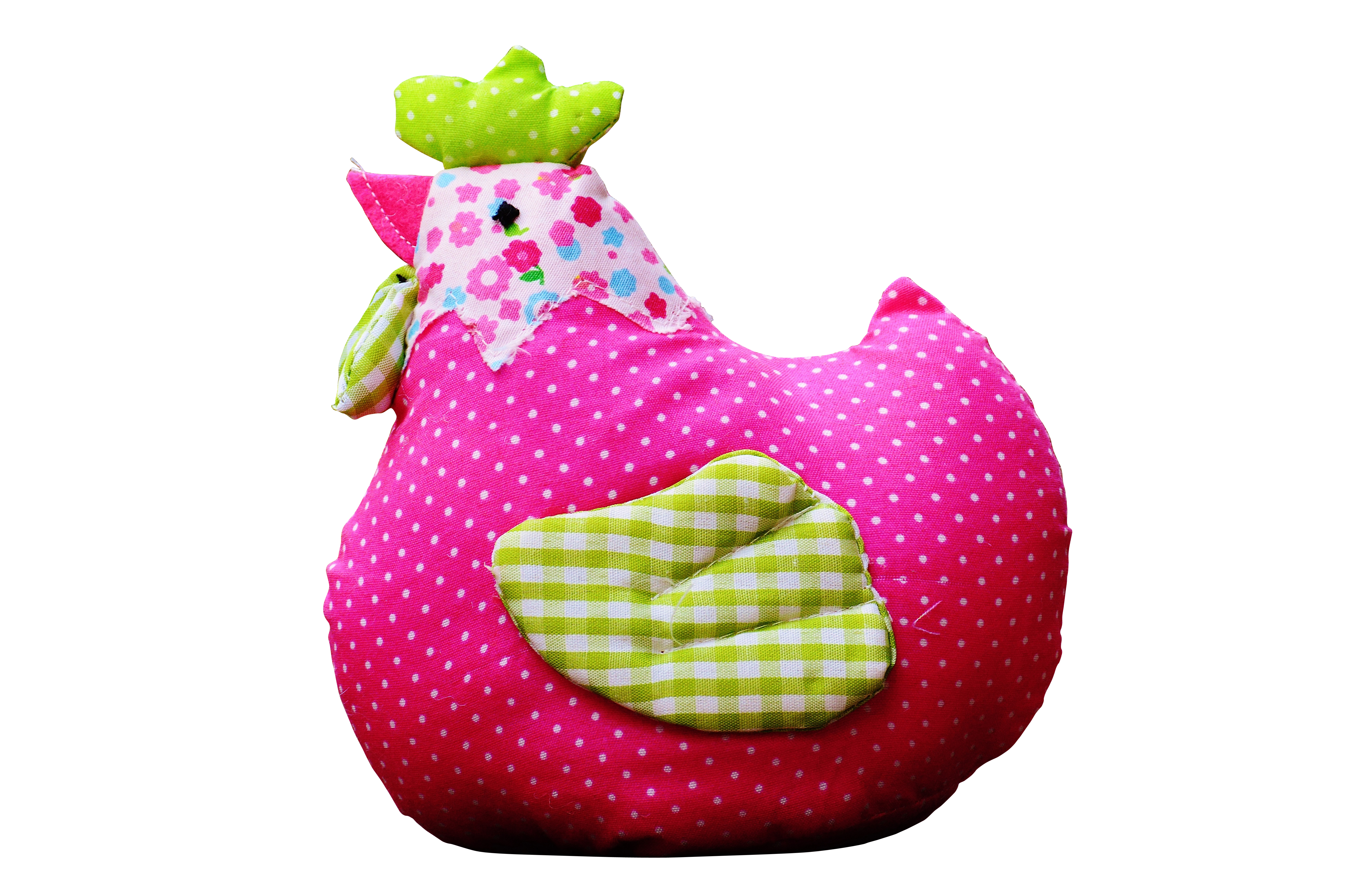 Easter Chicken Plush Toy Pink Polka Dots PNG with transparent background