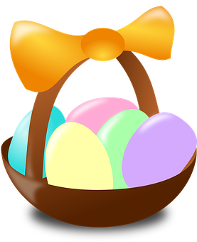 Easter Egg Basket Illustration PNG with transparent background