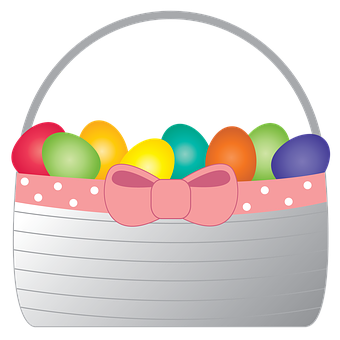Easter Egg Basket Vector PNG with transparent background
