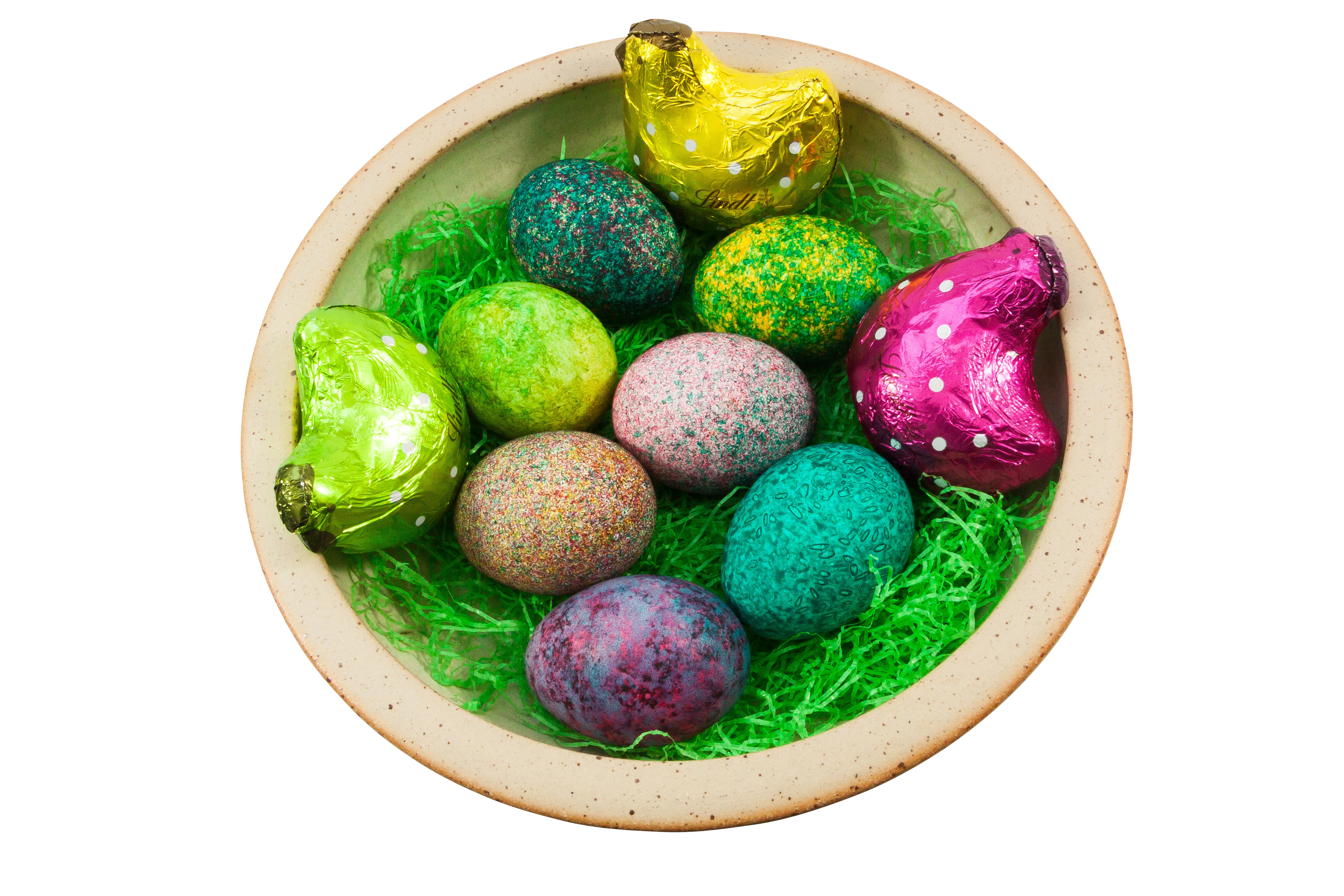Easter Egg Basketwith Chocolate Bunnies PNG with transparent background
