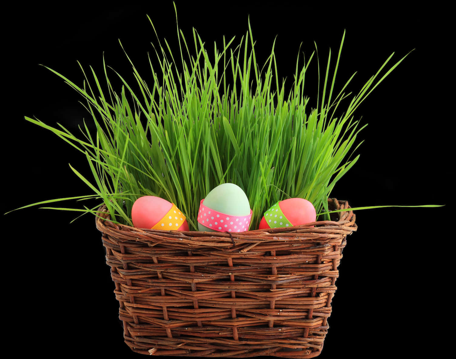 Easter Eggsin Basketwith Green Grass