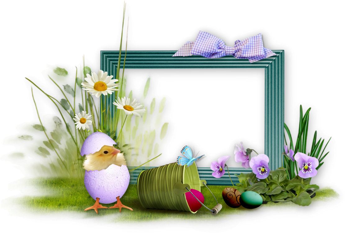 Easter Framewith Chickand Flowers.png