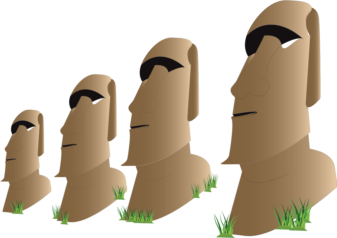 Easter Island Moai Statues Vector PNG with transparent background
