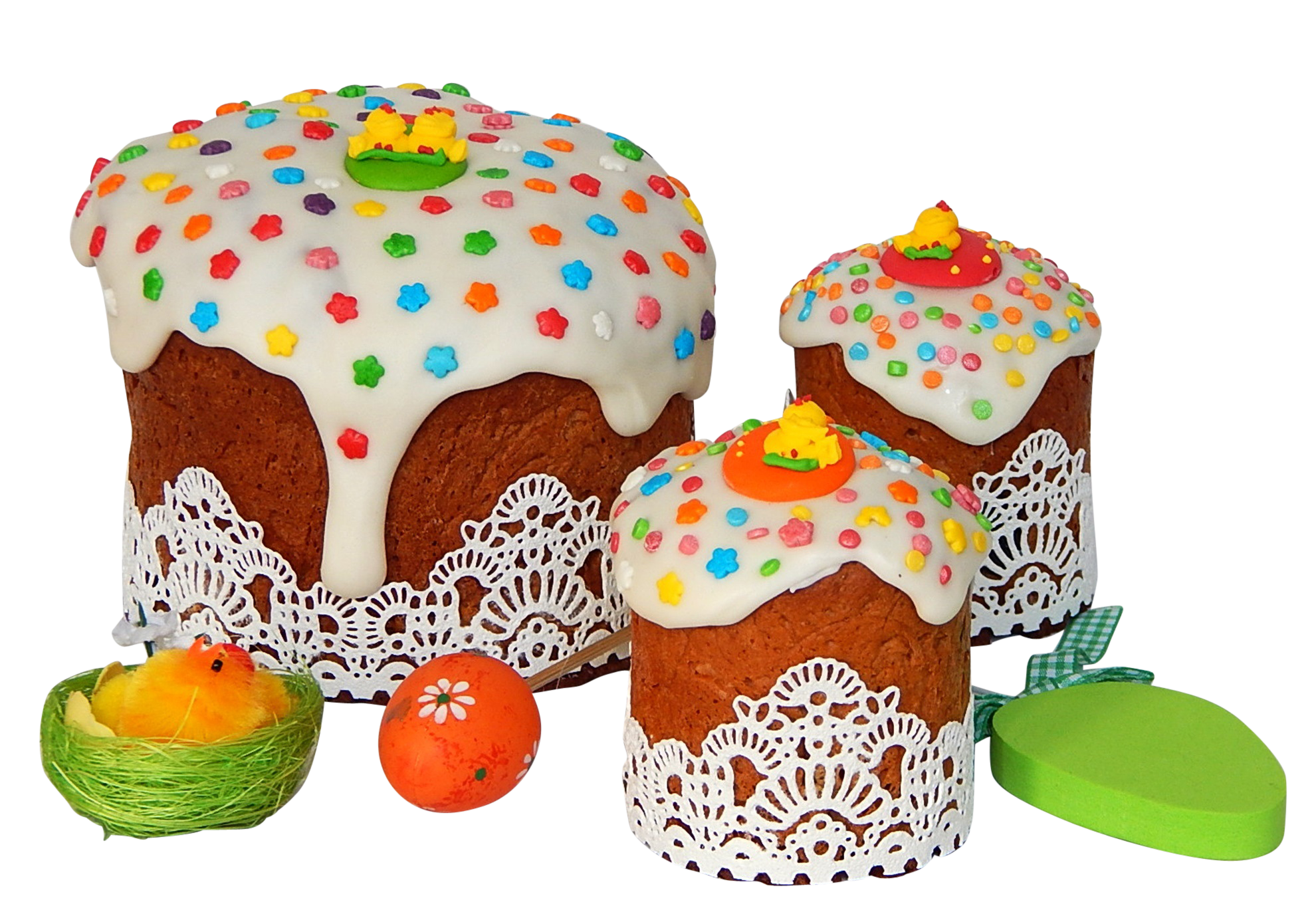 Easter Kulich Traditional Russian Cakes PNG with transparent background