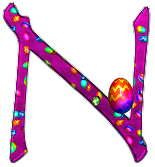 Easter Themed Letter N PNG with transparent background