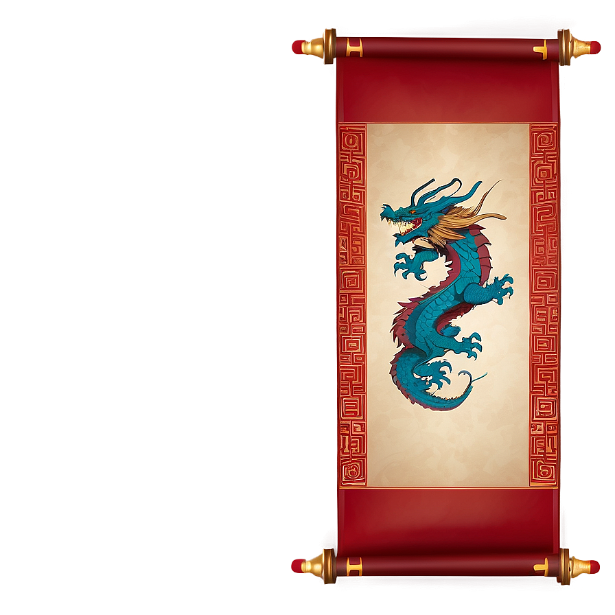 Eastern Dragon Scroll Banner Png Qrm5