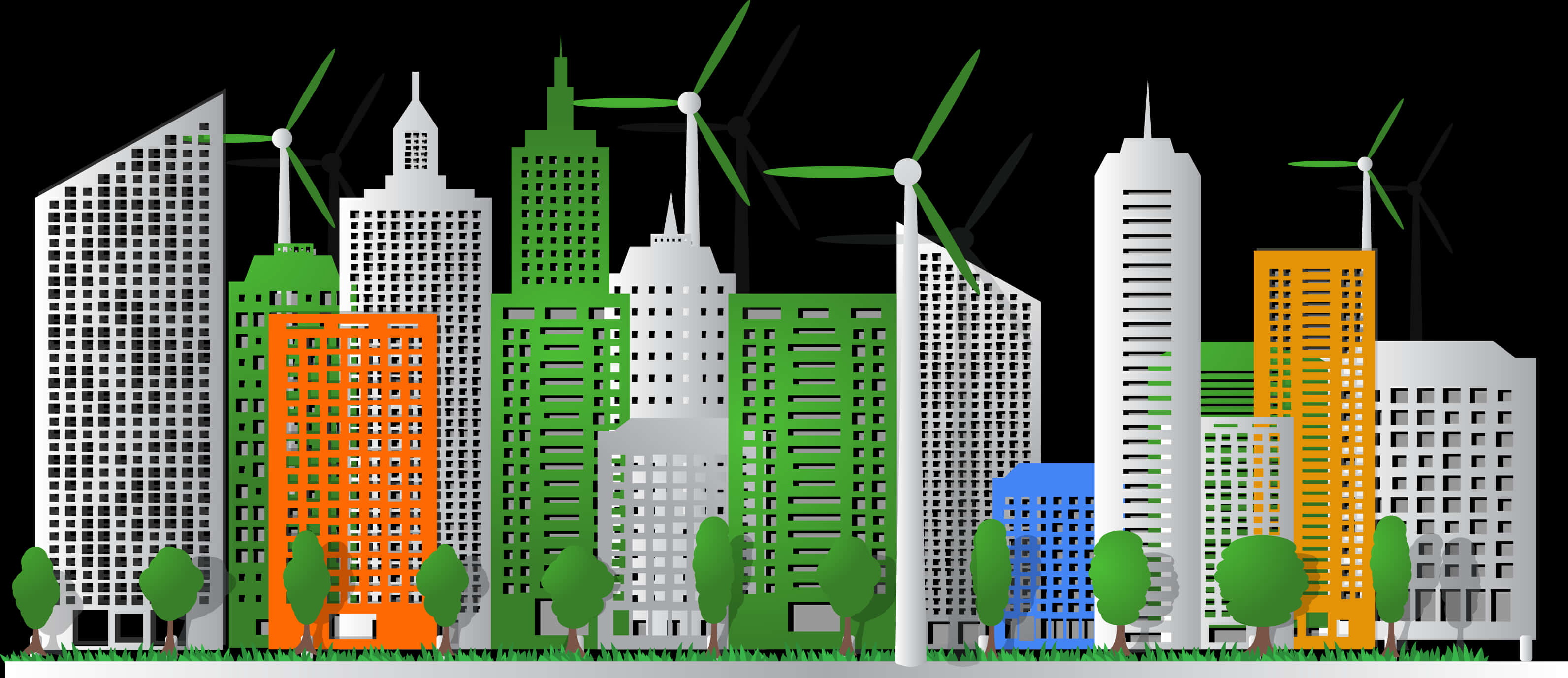 Eco Friendly Urban Skyline PNG with transparent background