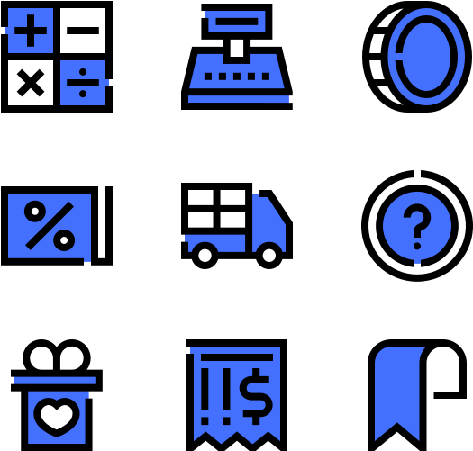 Ecommerce Icons Set Blue Background