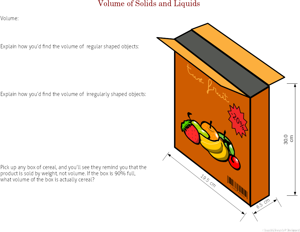 Educational Cereal Box Dimensions