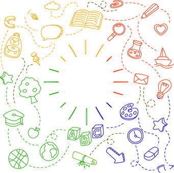 Educational Doodle Neon Outline PNG with transparent background