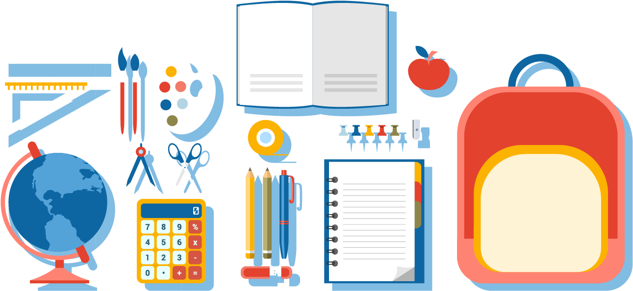 Educational Supplies Vector Illustration