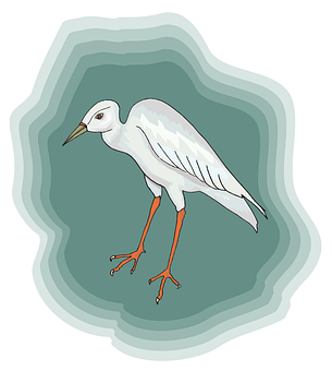 Egret Illustration Sticker Design PNG with transparent background