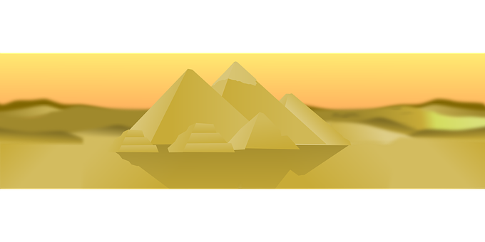 Egyptian Pyramids Sunset Silhouette PNG with transparent background