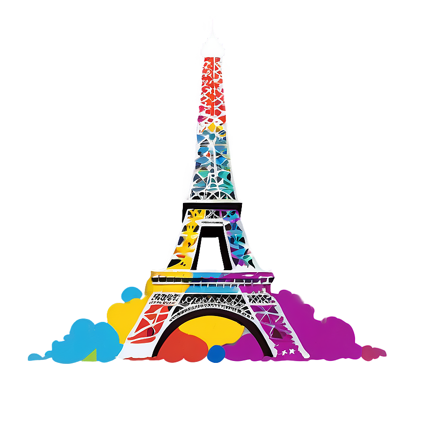 Eiffel Tower Colorful Artwork Png 18