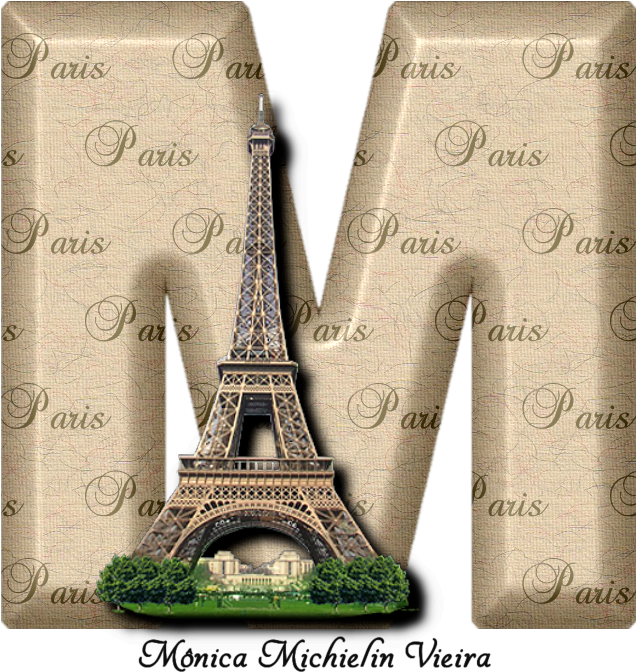 Eiffel Tower Letter M Collage