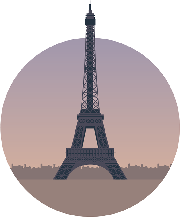 Eiffel Tower Silhouetteat Dusk PNG with transparent background