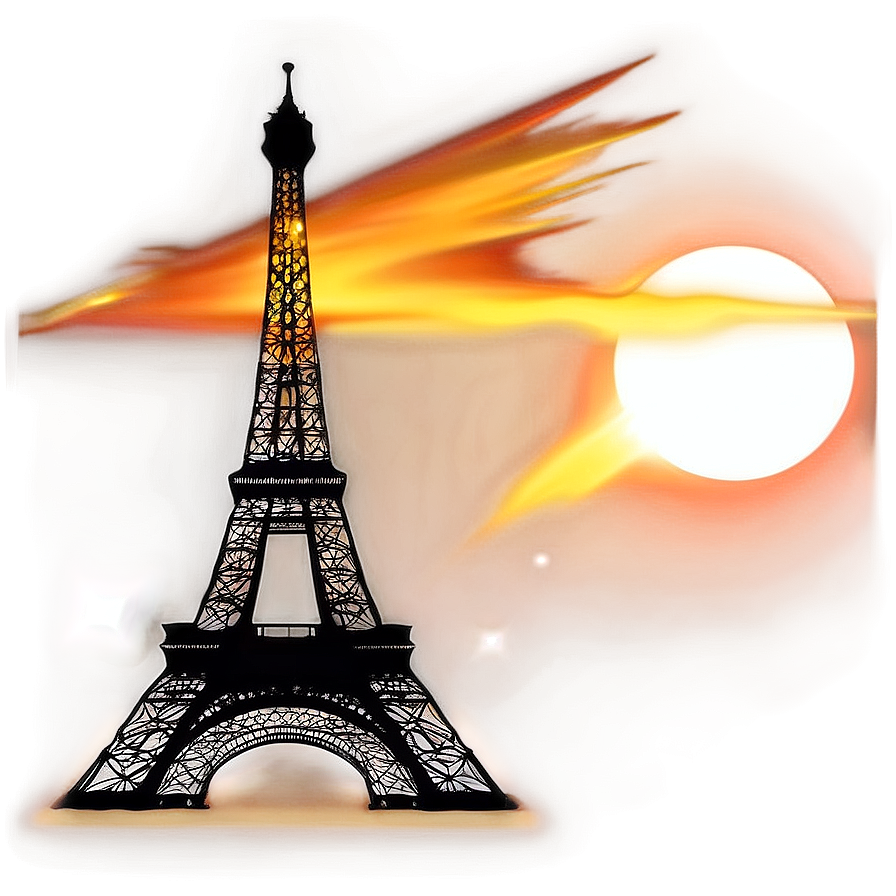 Eiffel Tower Sunset Scene Png Atr94