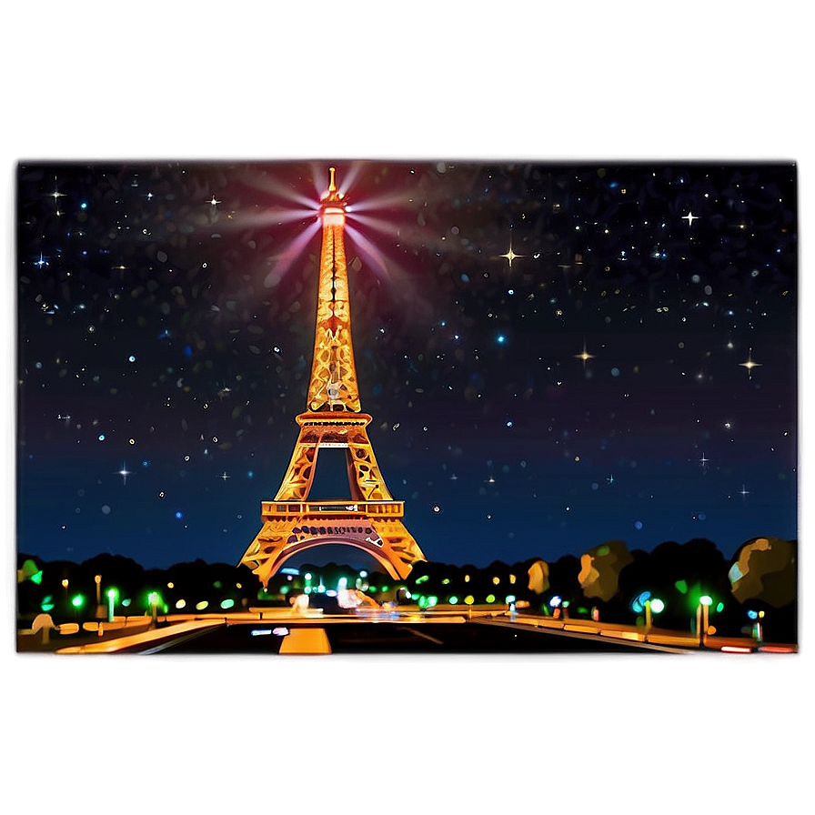 Eiffel Tower Under Starry Night Png 58