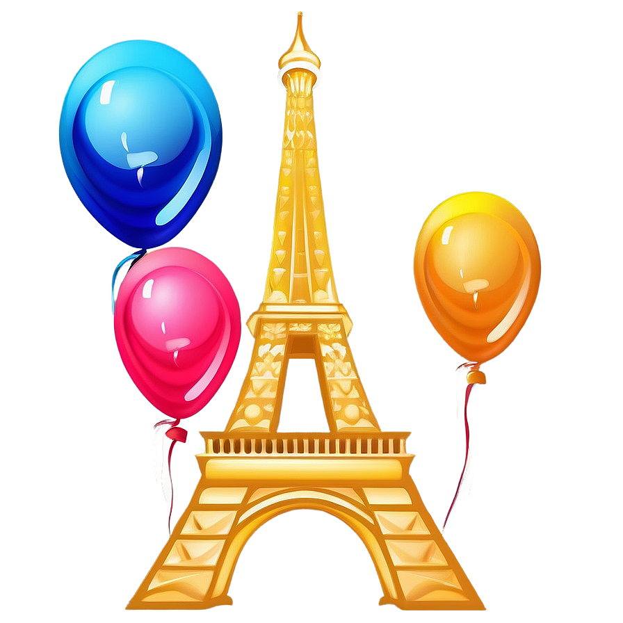 Eiffel Tower With Balloons Png Ppv