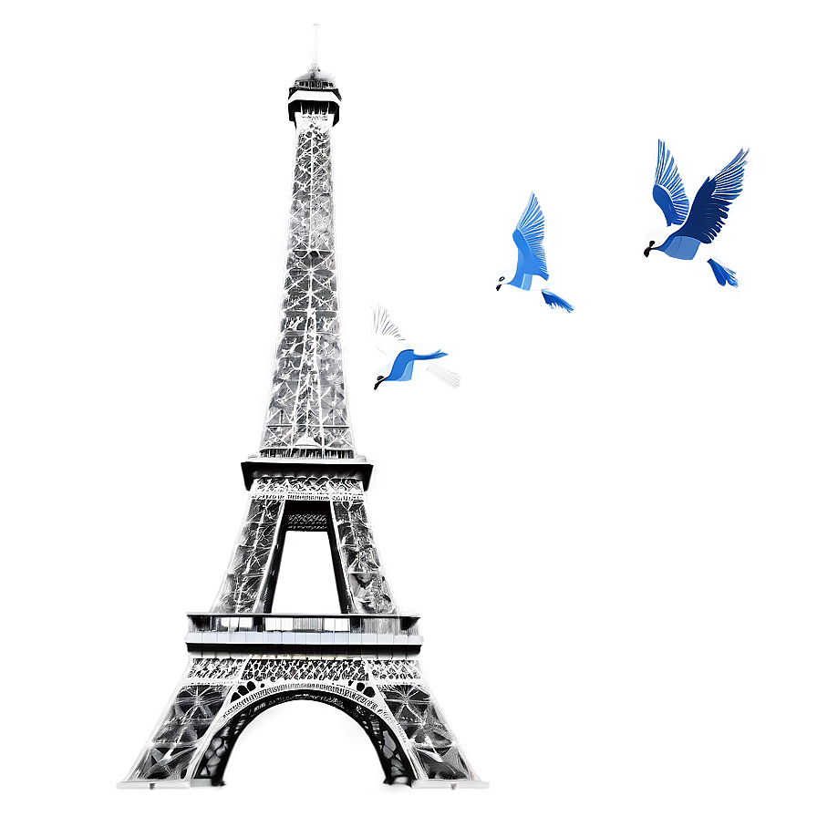 Eiffel Tower With Birds Png 05212024